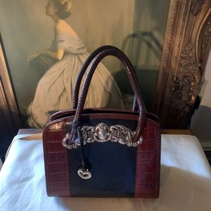 Brighton Satchel croco trim